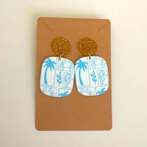 Fashion Jewelry Blue and Gold Earrings